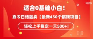 靠今日话题玩法卖【最新450个搞钱玩法合集】,轻松上手稳定一天500+【揭秘】-智慧宝库