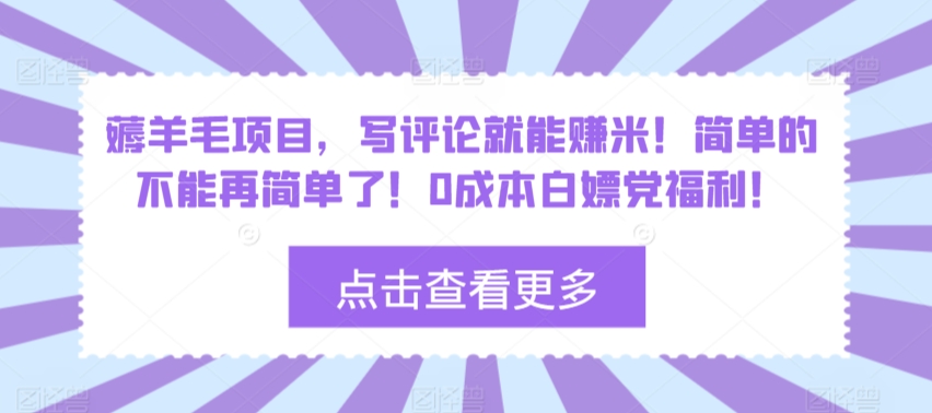 薅羊毛项目，写评论就能赚米！简单的不能再简单了！0成本白嫖党福利！-智慧宝库