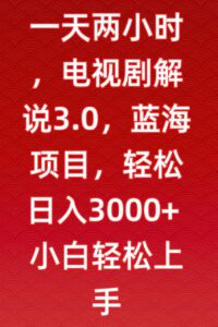 一天两小时,电视剧解说3.0,蓝海项目,轻松日入3000+小白轻松上手【揭秘】-智慧宝库