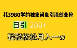 花费3980学的独家闲鱼引流创业粉，日引200+轻轻松松月入一万简单粗暴-智慧宝库