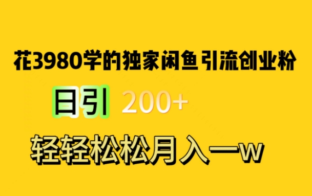 花费3980学的独家闲鱼引流创业粉，日引200+轻轻松松月入一万简单粗暴-智慧宝库