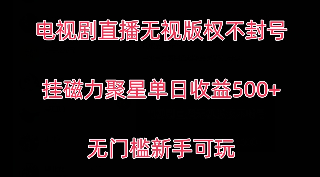 电视剧直播无视版权不封号，挂磁力聚星单日收益500+,无门槛新手可玩-智慧宝库