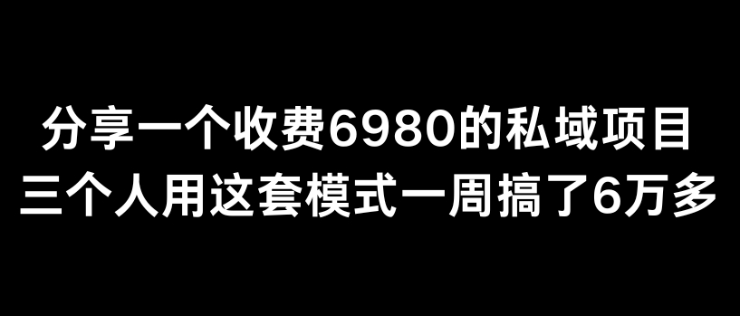 分享一个外面卖6980的私域项目三个人用这套模式一周搞了6万多【揭秘】-智慧宝库