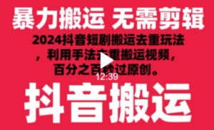 2024最新抖音搬运技术,抖音短剧视频去重,手法搬运,利用工具去重,达到秒过原创的效果【揭秘】-智慧宝库