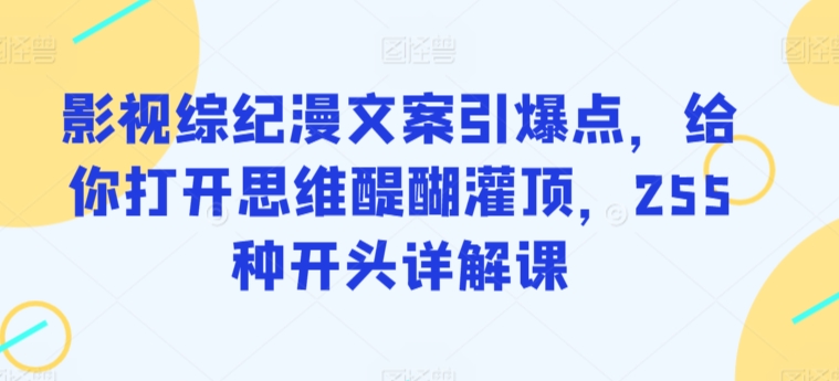 影视综纪漫文案引爆点，给你打开思维醍醐灌顶，255种开头详解课-智慧宝库