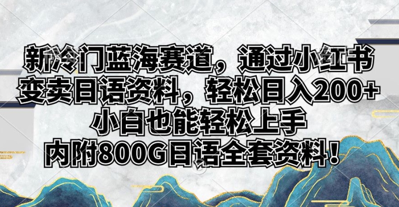 新冷门蓝海赛道，通过小红书变卖日语资料，轻松日入200+，小白也能轻松上手，内附800G日语全套资料！-智慧宝库