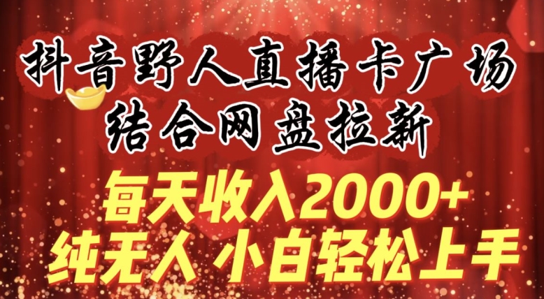 每天收入2000+，抖音野人直播卡广场，结合网盘拉新，纯无人，小白轻松上手【揭秘】-智慧宝库