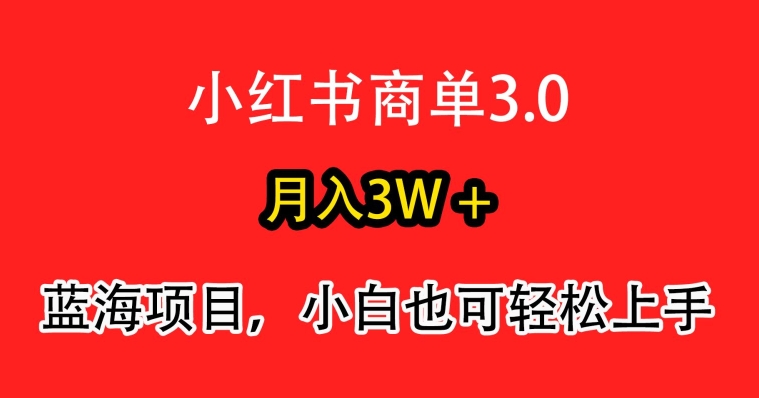 小红书商单3.0，月入3w+，蓝海项目，小白轻松上手-智慧宝库