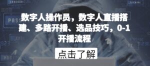 数字人操作员,数字人直播搭建、多路开播、选品技巧,0-1开播流程-智慧宝库