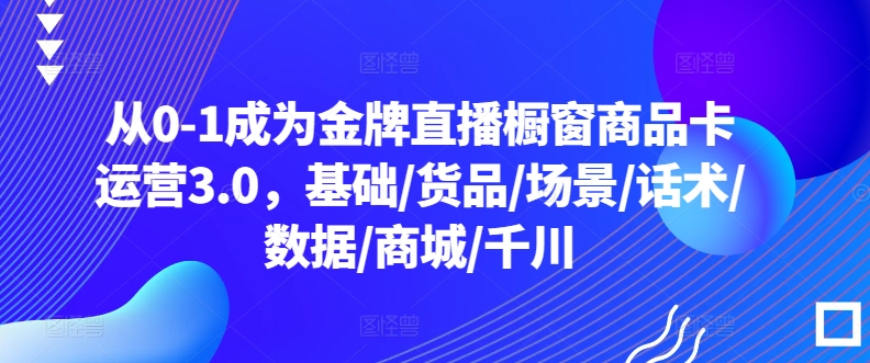 从0-1成为金牌直播橱窗商品卡运营3.0，基础/货品/场景/话术/数据/商城/千川-智慧宝库