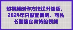 短视频创作方法论升级版，2024年只做能复制，可以长期稳定卖货的视频-智慧宝库