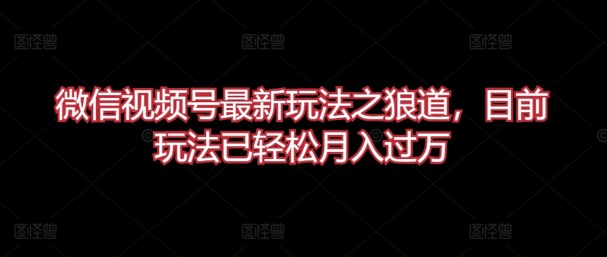 微信视频号最新玩法之狼道，目前玩法已轻松月入过万【揭秘】-智慧宝库