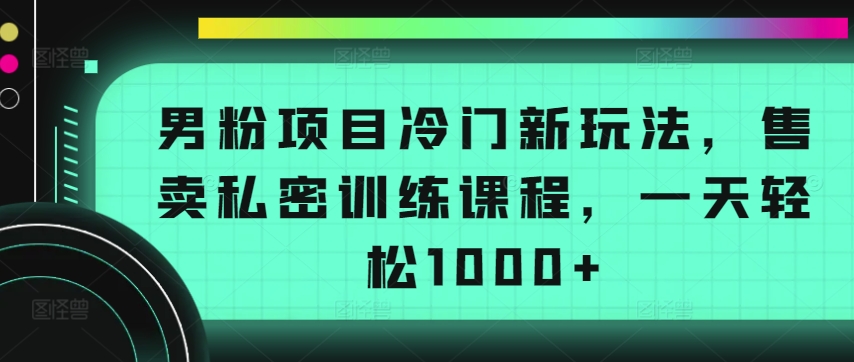 男粉项目冷门新玩法，售卖私密训练课程，一天轻松1000+【揭秘】-智慧宝库