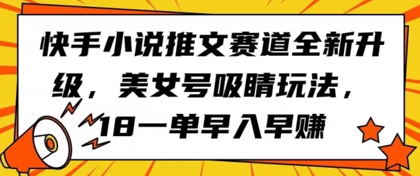 快手小说推文赛道全新升级，美女号吸睛玩法，18一单早入早赚-智慧宝库