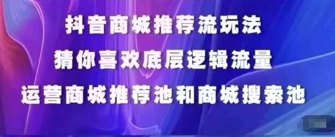 抖音商城运营课程，猜你喜欢入池商城搜索商城推荐人群标签覆盖-智慧宝库