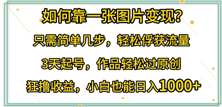 如何靠一张图片变现?只需简单几步，轻松俘获流量，3天起号，作品轻松过原创【揭秘】-智慧宝库