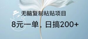 无脑复制粘贴，8元一条捡钱项目，做单无上限，超级简单-智慧宝库