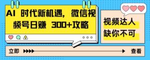 AI 时代新机遇,微信视频号日赚 300+攻略-智慧宝库