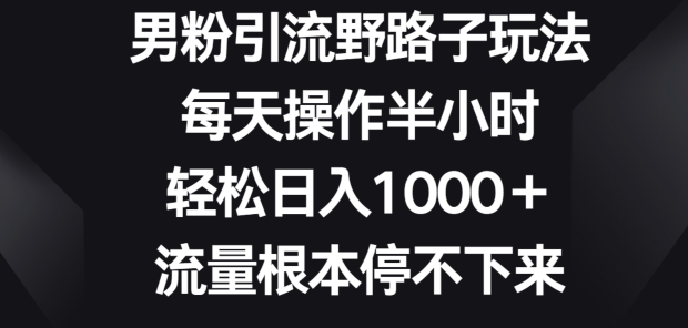 男粉引流野路子玩法，每天操作半小时轻松日入1000+，流量根本停不下来-智慧宝库