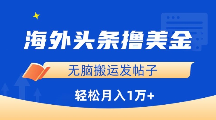 海外头条撸美金，无脑搬运发帖子，月入1万+，小白轻松掌握【揭秘】-智慧宝库