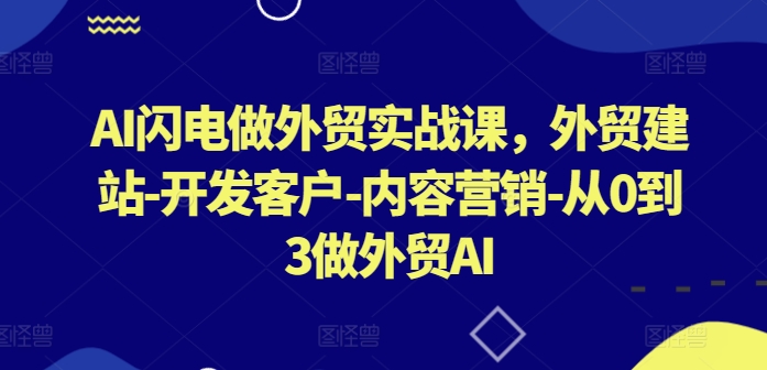 AI闪电做外贸实战课，​外贸建站-开发客户-内容营销-从0到3做外贸AI-智慧宝库