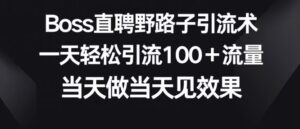 Boss直聘野路子引流术,一天轻松引流100+流量,当天做当天见效果-智慧宝库