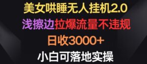 美女哄睡无人挂机2.0.浅擦边拉爆流量不违规，日收3000+，小白可落地实操【揭秘】-智慧宝库