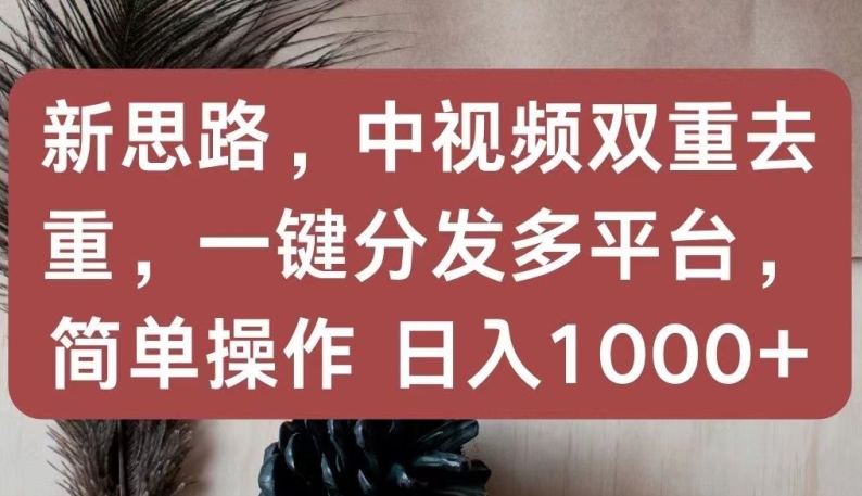 新思路，中视频双重去重，一键分发多平台，简单操作，日入1000+【揭秘】-智慧宝库