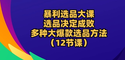 爆利选款大课：选款决定成败，教大家多种多样大爆品选款方式(12堂课)-智慧宝库