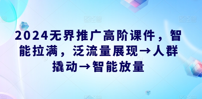 2024无边营销推广高级教学课件，智能化打满，泛流量呈现→群体撬起→智能化放量上涨-智慧宝库