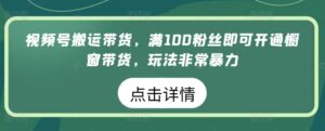 微信视频号运送卖货，满100粉丝们就可以开启橱窗展示卖货，游戏玩法非常暴力【揭密】-智慧宝库