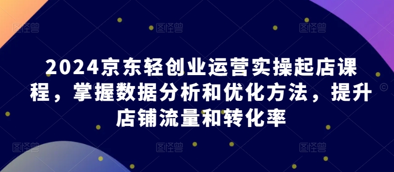 2024京东轻创业运营实操起店课程，掌握数据分析和优化方法，提升店铺流量和转化率-智慧宝库