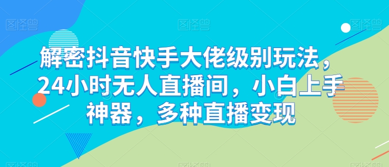 破译抖音和快手巨头等级游戏玩法，24个小时没有人直播房间，新手入门软件，多种多样引流变现【揭密】-智慧宝库