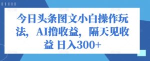 今日今日头条图文并茂新手实际操作游戏玩法，AI撸盈利，第二天见盈利 日入300-智慧宝库