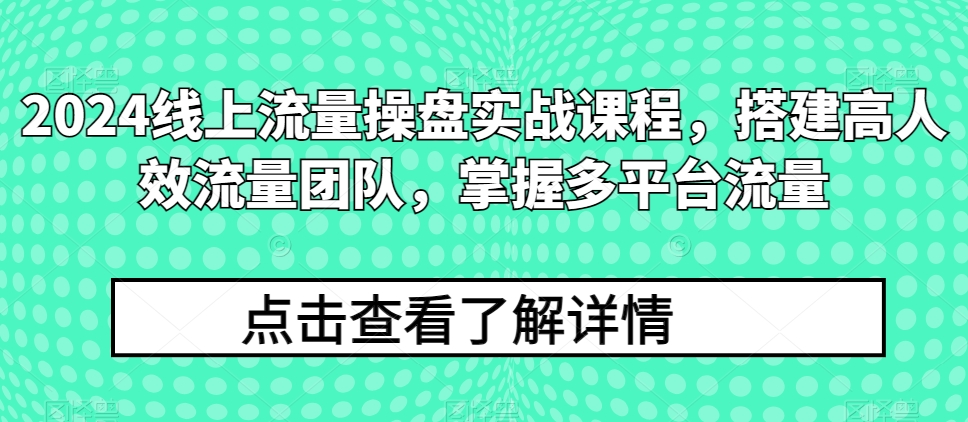 2024用户流量股票操盘实战演练课程内容，构建高人效总流量精英团队，把握多用户流量-智慧宝库