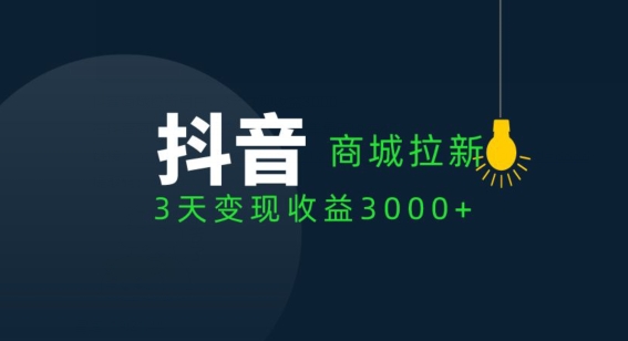 抖音商城引流客户，3天转现盈利3000-智慧宝库