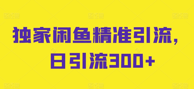 独家代理闲鱼平台精准引流方法，日引流方法300 【揭密】-智慧宝库