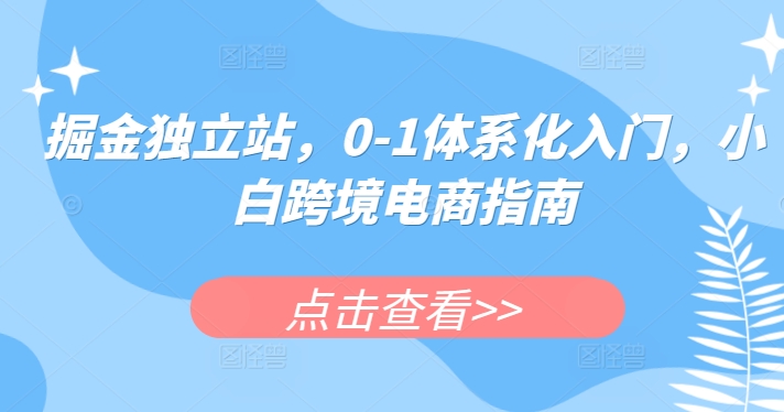 掘金队自建站，0-1系统化新手入门，新手跨境电子商务手册-智慧宝库