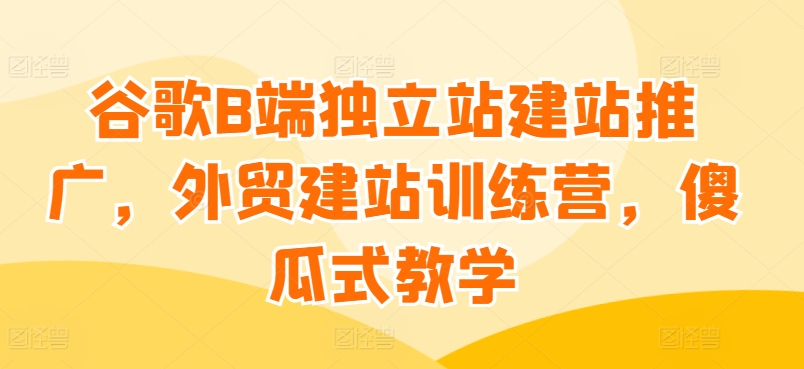 谷歌搜索B端独立站建站营销推广，外贸网站建设夏令营，简单化课堂教学-智慧宝库