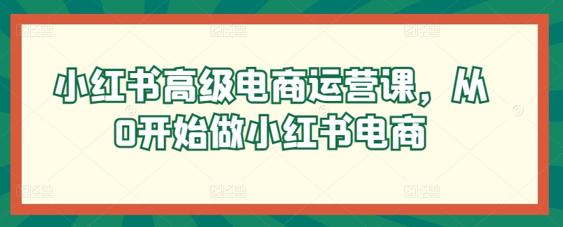 小红书的高端网店运营课，从0开始做起小红书电商-智慧宝库