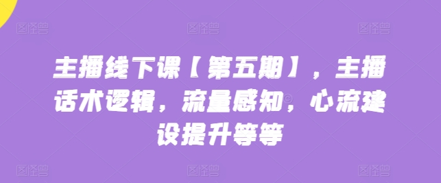 网络主播面授课【第五期】，主播话术逻辑性，总流量认知，心流基本建设提高等-智慧宝库