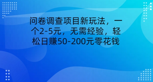 问卷调研新项目新模式，一个2-5元，无需经验，轻轻松松日赚50-200元零花钱-智慧宝库