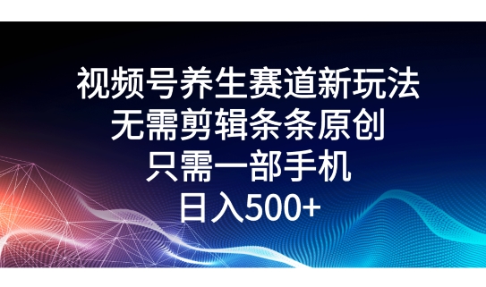 微信视频号健康养生跑道新模式，不用视频剪辑一条条原创设计，仅需一部手机即可操作-智慧宝库